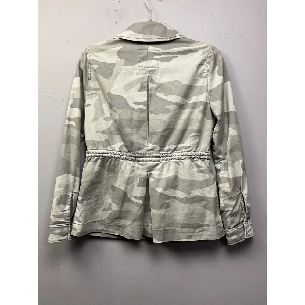 Abercrombie &‎ Fitch Jacket Womens XS Gray Camo pockets Fitted Casual Utility